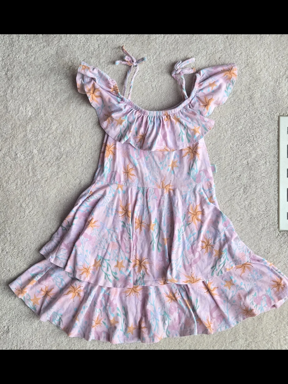 The LITTLE MERMAID COLLEEN ATWOOD Girls' Pink Floral Ruffle Sundress